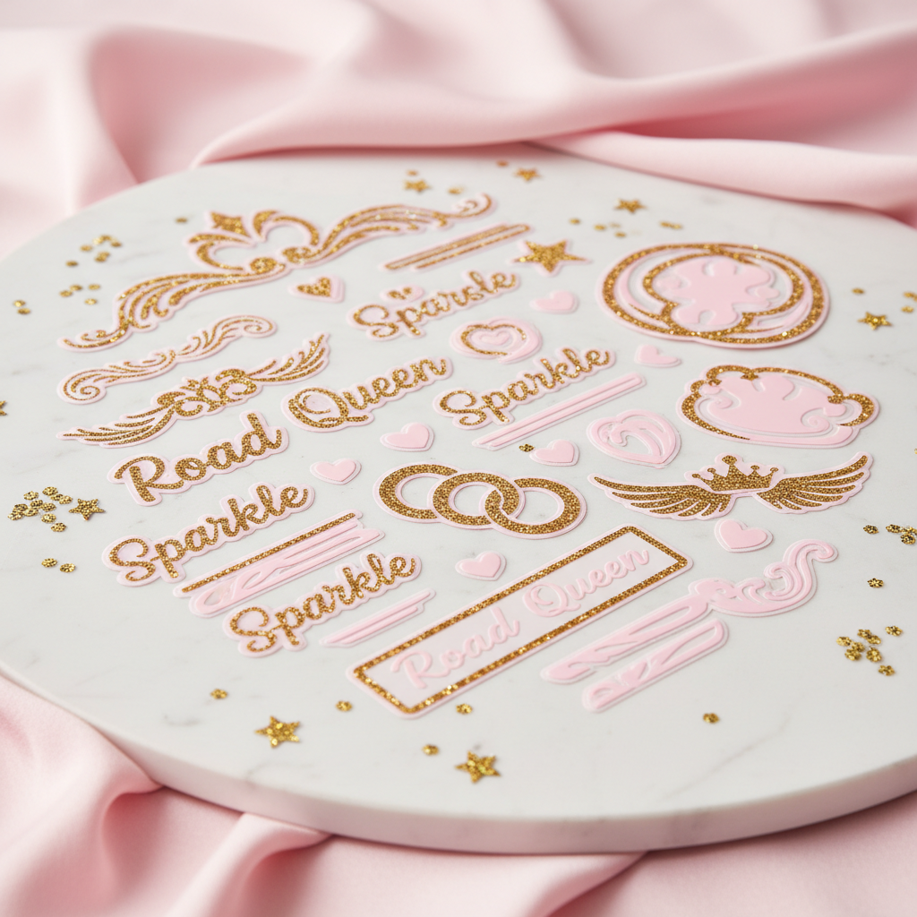Car Stickers - Baby Pink and Gold Cricut Design