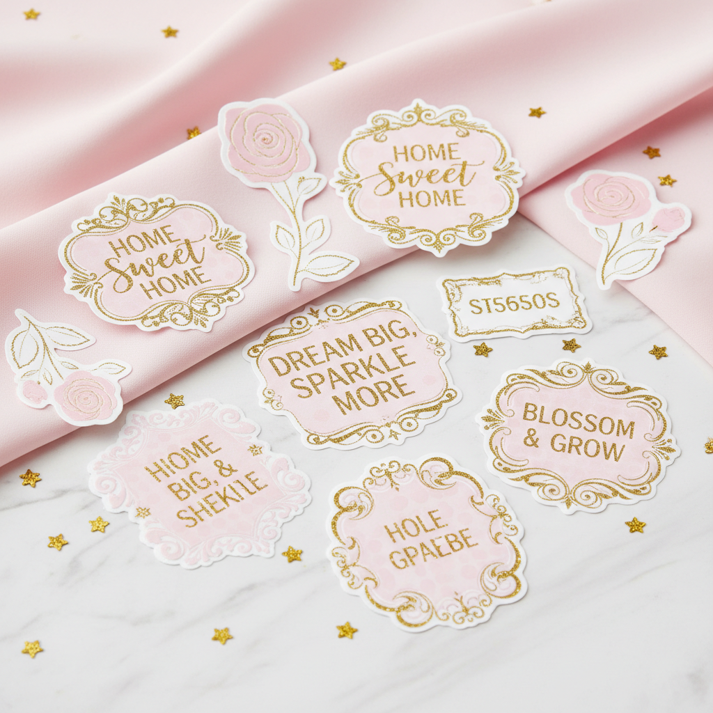 Home Decor Stickers - Baby Pink and Gold